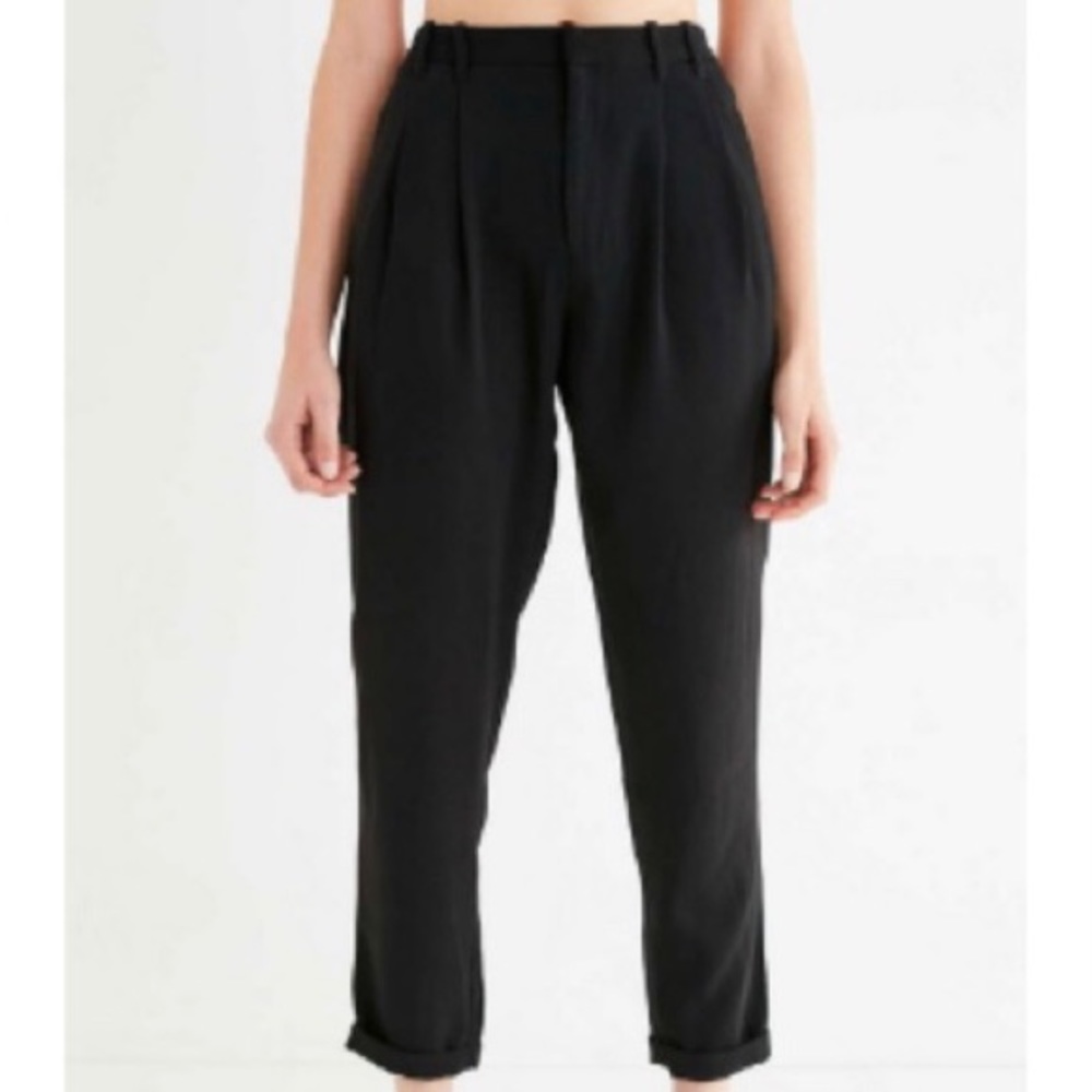 Urban Outfitters Black Pleated Crepe Trousers